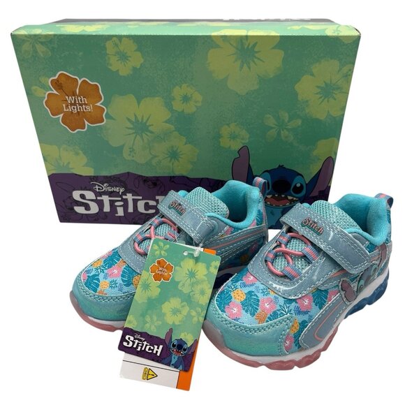 New Disney Lilo and Stitch Aloha Toddler Girl Light Up Sneakers Size 7 Shoes Box - Picture 2 of 16